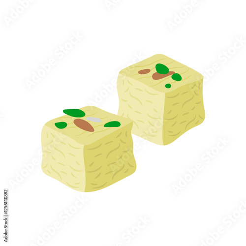 Soan Papdi, Sweets Vector Illustration Isolated