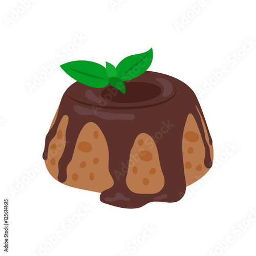 Lava Cake, Sweets Vector Illustration Isolated