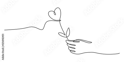 Continuous One line drawing of Love. A universal symbol of affection and love.