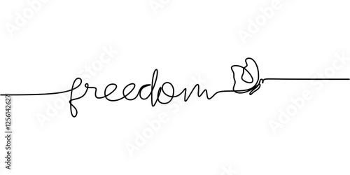 Continuous One line drawing of Freedom. Symbolizing liberty and aspiration.