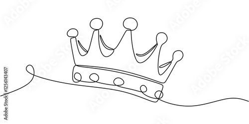 Continuous One line drawing of Crown. Representing monarchy with a basic crown shape.