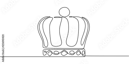 Continuous One line drawing of Crown. Symbolizing royalty with a simple crown design.