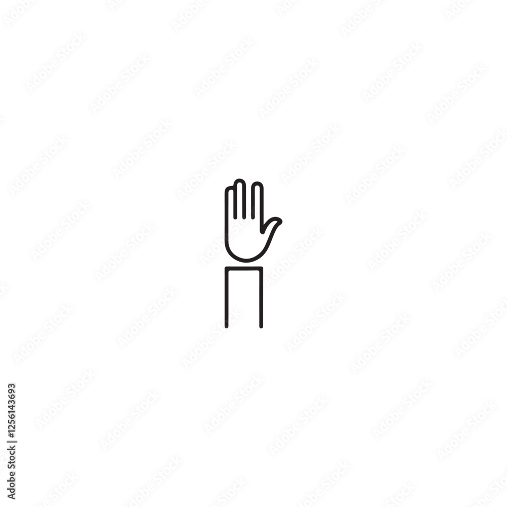 Simple black line art of a hand raising in protest. Simple black line art of a hand raising in protest.