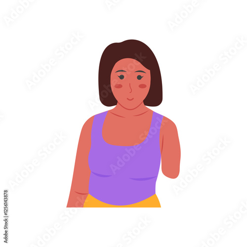 Girl Arm Amputated, Disability Vector Illustration Isolated