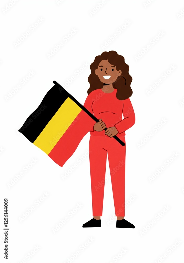 Woman with Belgian Flag Illustration Woman with Belgian Flag Illustration