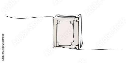 Continuous One line drawing of Historical Book. Depicting an old book in open or closed position with simple details.