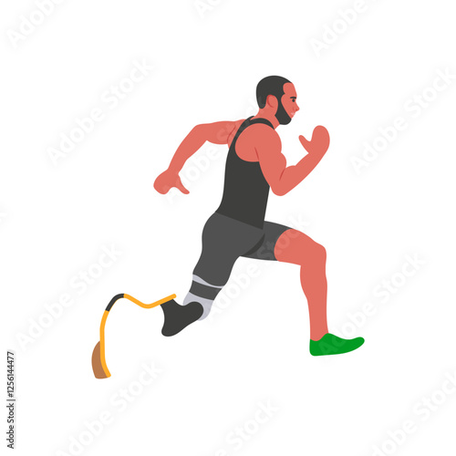 Disabled, Runner, Disability Vector Illustration Isolated