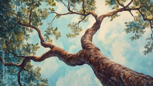 Majestic Tree Reaching for the Sky: A Breathtaking View from Below