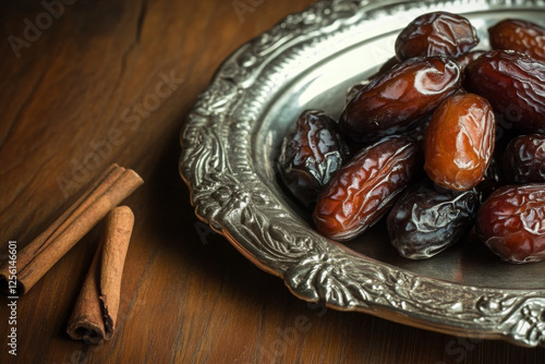 Dried date palm fruits or kurma, ramadan ( ramadan ) food 
 photo