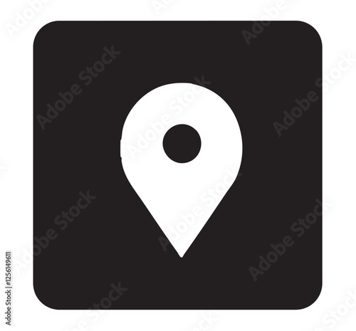 Black square location vector icon.