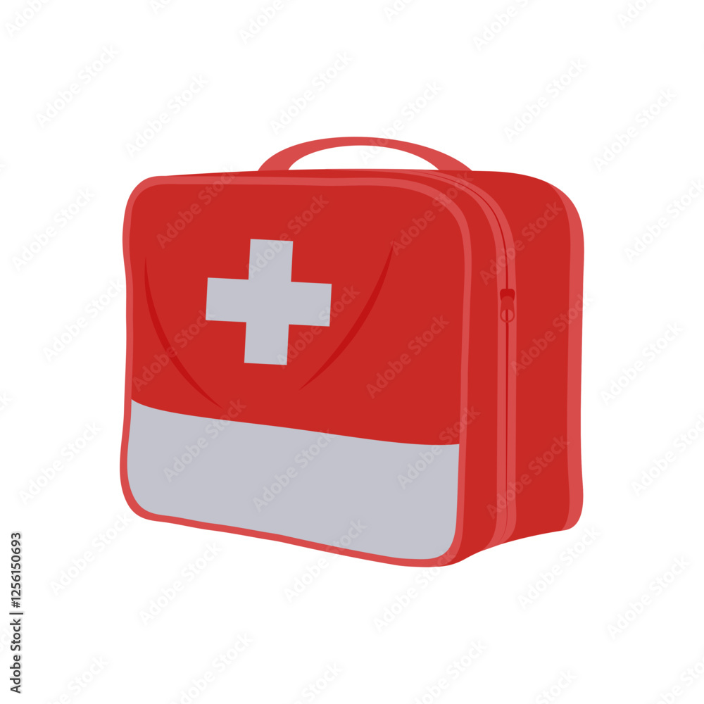 Fototapeta premium First Aid Bag, Medicine Flat Vector Illustration - Isolated