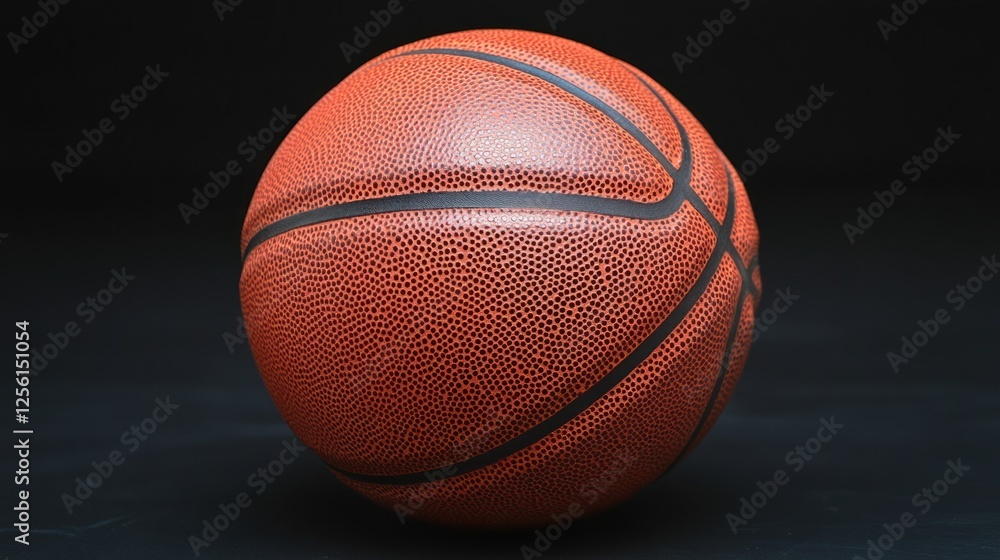 Obraz premium Close-up of a classic orange basketball on a black background.