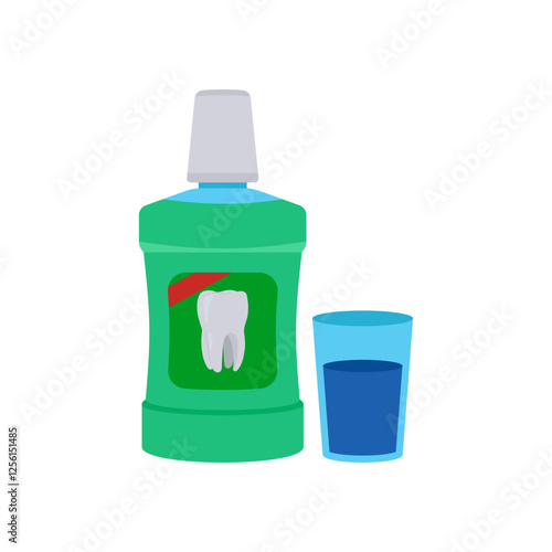 Oral Rinse, Medicine Flat Vector Illustration - Isolated