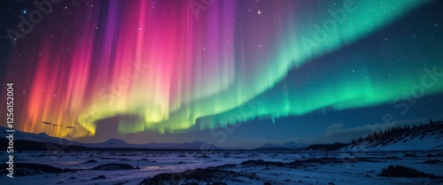 Phenomenon aurora lights of abstract background and textured rainbow colors in selective focus. in a dark background