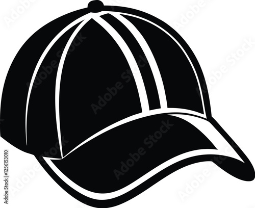 Baseball cap silhouette, baseball cap vector icon design, casual headwear illustration