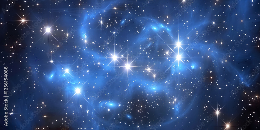 Obraz premium Stunning Deep Space Background with Swirling Blue Nebula and Stars 