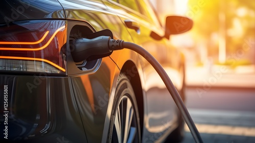 Electric Car Charging at Station