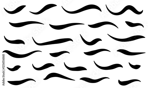 Swoosh line vector, underline swish, Swoosh and swash typography tails shape. Underline retro swoop wave line for athletic t-shirt.  set isolated on white background. eps10 66
