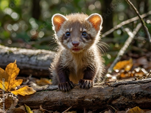 Adorable Baby Tayra in Autumn Forest photo