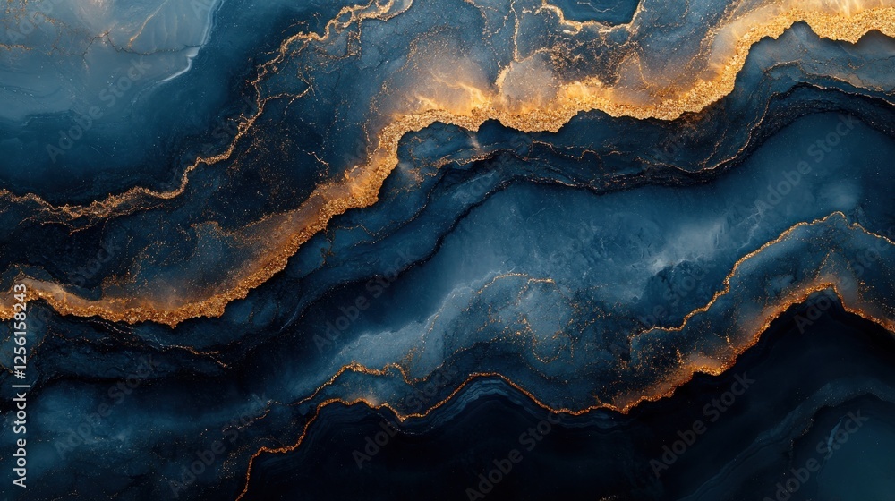 Abstract dark blue and gold marble texture. Abstract dark blue and gold marble texture.