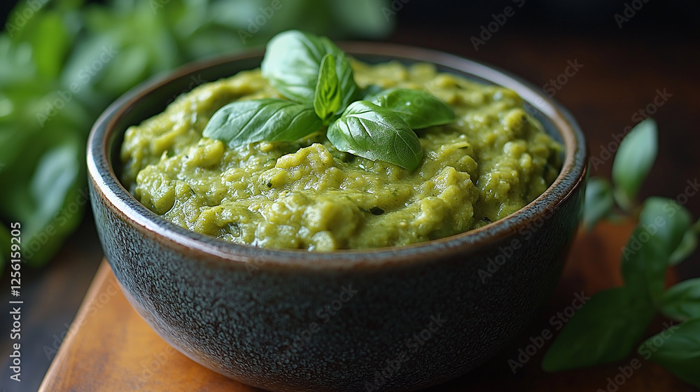 Delicious guacamole served in a rustic bowl surrounded by fresh greenery for a vibrant dining experience Delicious guacamole served in a rustic bowl surrounded by fresh greenery for a vibrant dining experience