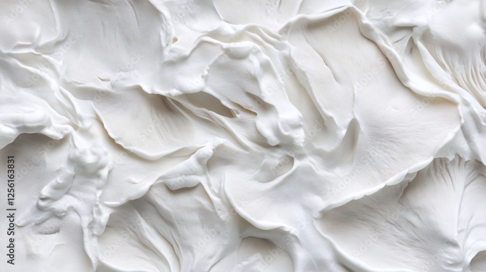 A delicate, textured surface of creamy white petals resembling soft whipped cream. A delicate, textured surface of creamy white petals resembling soft whipped cream.