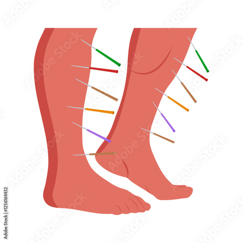 Leg Acupuncture flat vector illustration isolated