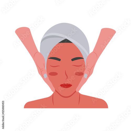 Face Massage flat vector illustration isolated