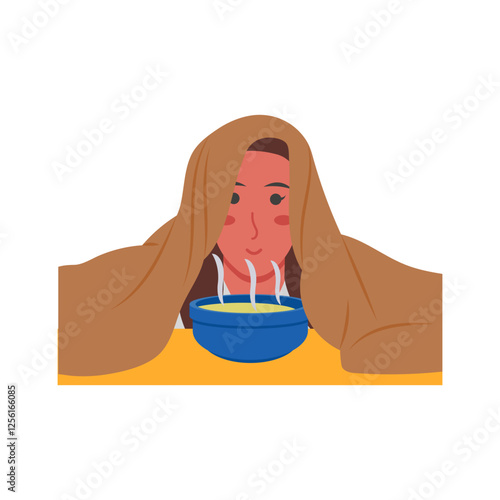Herbal Steam flat vector illustration isolated