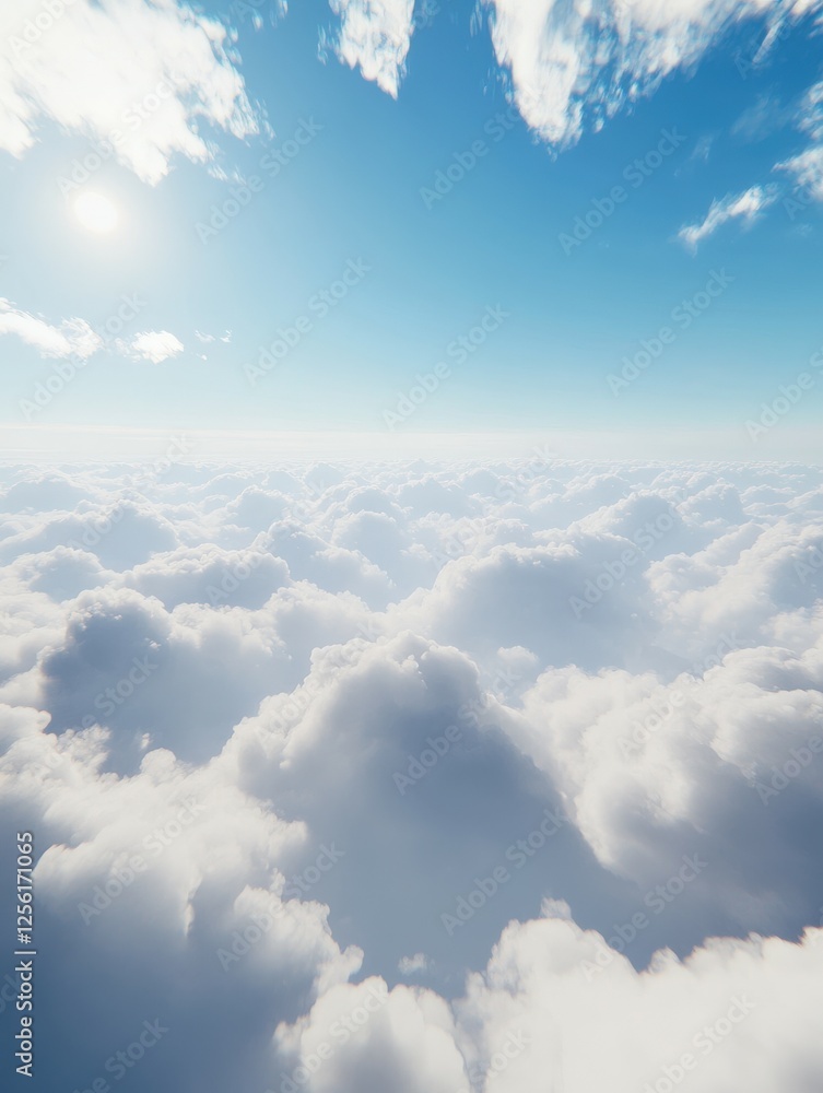 Fototapeta premium Bright clouds scattered across a clear blue sky