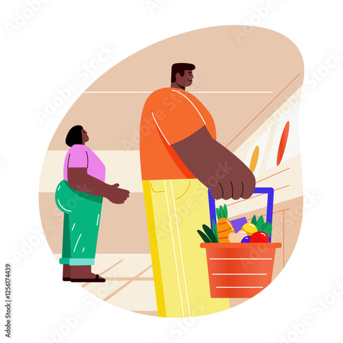Customer purchasing food illustration in flat style 
