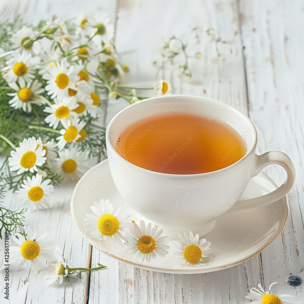 Chamomile tea in a cup. Healthy herbal drinks and chamomile flowers, trendy eco lifestyle concept. Chamomile tea in a cup. Healthy herbal drinks and chamomile flowers, trendy eco lifestyle concept.
