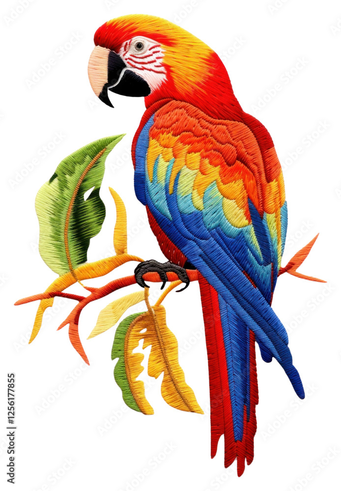Obraz premium PNG Parrot in embroidery style animal bird creativity.