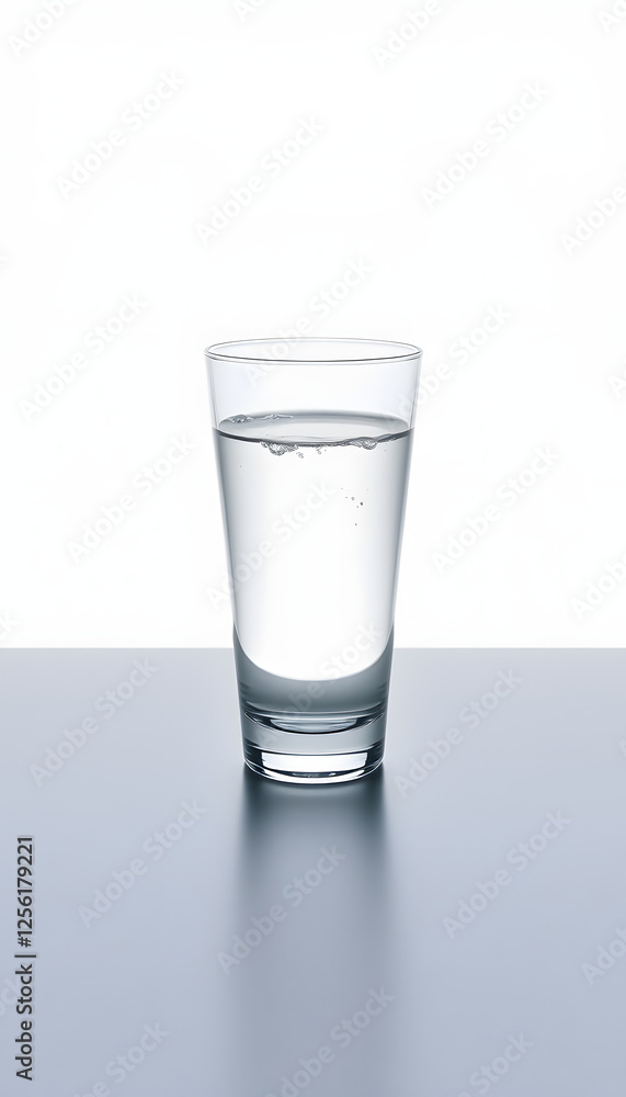Glass with water on white background, vector style. with white shades Glass with water on white background, vector style. with white shades