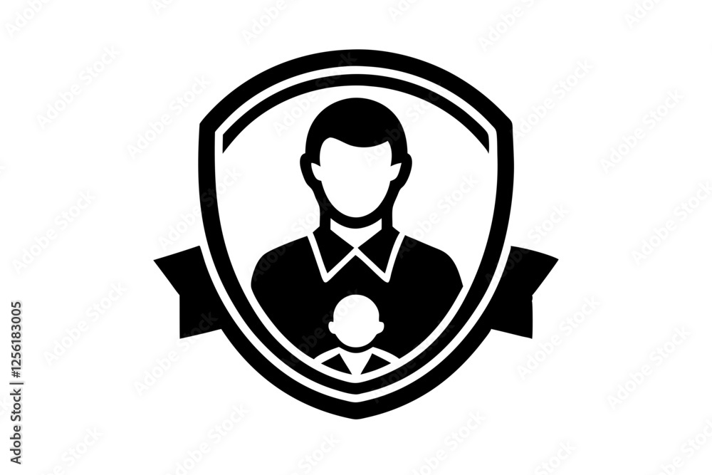 Dad and baby avatar logo silhouette on white. Dad and baby avatar logo silhouette on white.