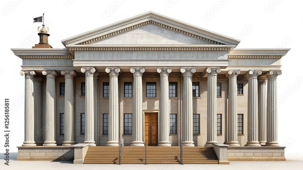 Fototapeta premium Classical Building, White Background