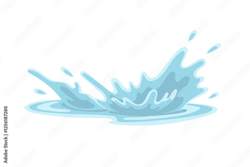 Naklejka premium Puddle of water and splashes. Vector color image on a white background.