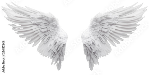 white angel wing isolated on transparent background.