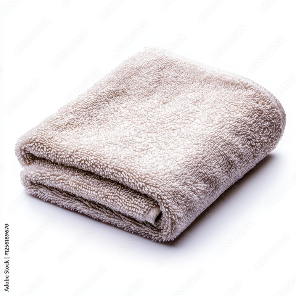 Soft Beige Bath Towel On White Background Soft Beige Bath Towel On White Background