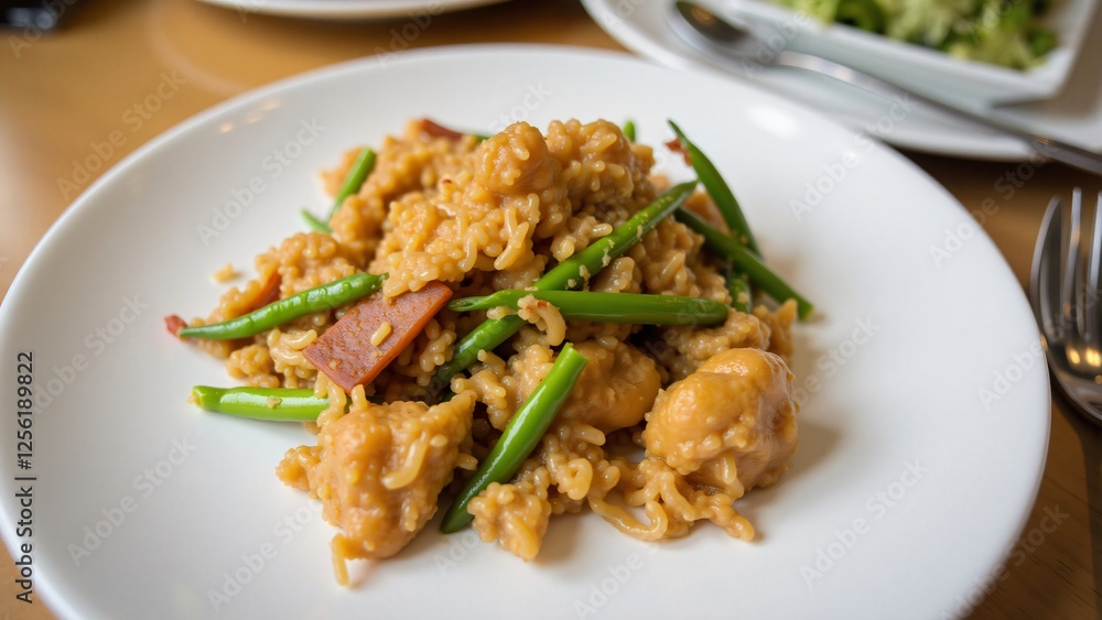 Creamy Ramen Noodle Stir-Fry with Green Beans and Ham Creamy Ramen Noodle Stir-Fry with Green Beans and Ham
