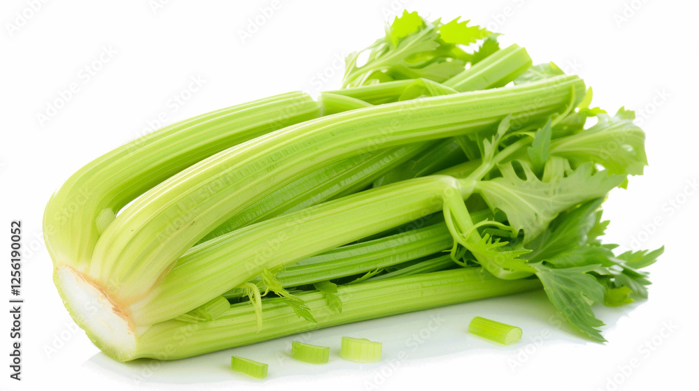 Celery on an isolated white background, object focused, png, stock image, hd quality, Celery on an isolated white background, object focused, png, stock image, hd quality,
