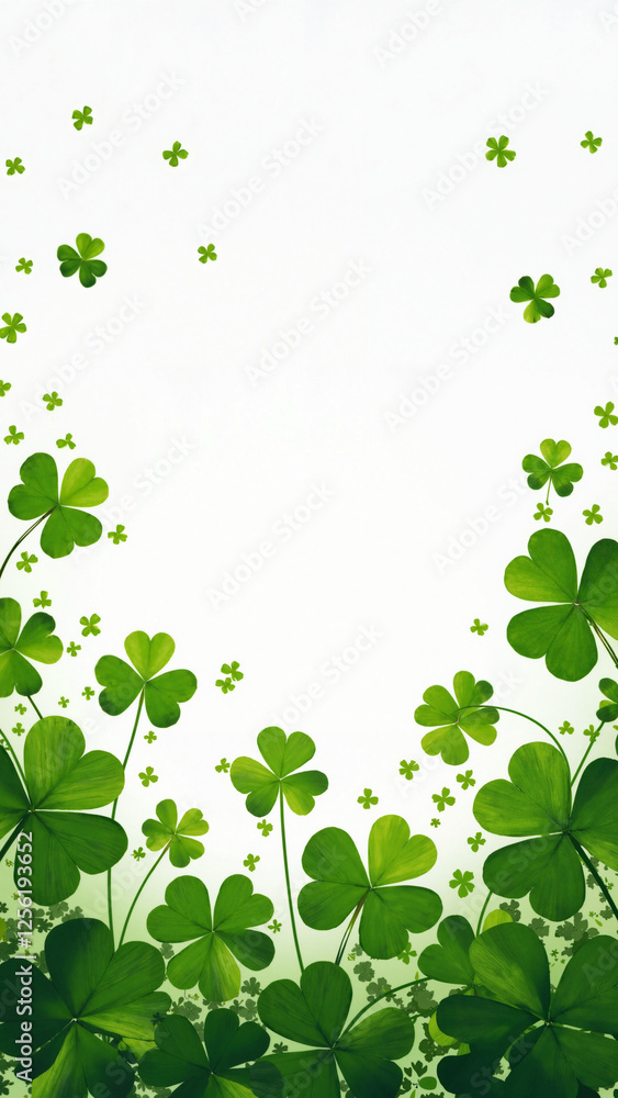 Vibrant Shamrock Border: St. Patrick's Day Stock Photo for Events, Marketing, and Festive Designs Vibrant Shamrock Border: St. Patrick's Day Stock Photo for Events, Marketing, and Festive Designs