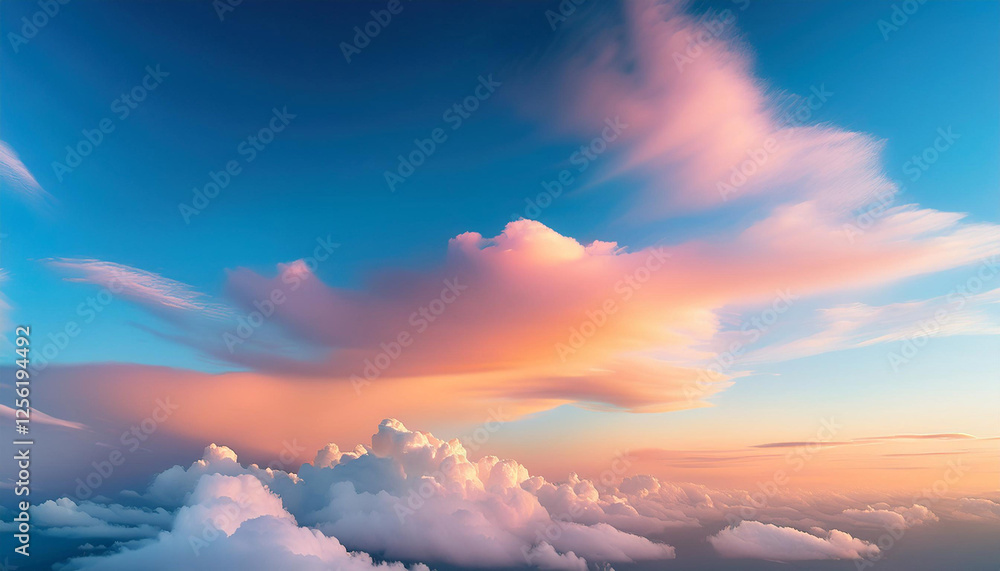 Obraz premium rainbow clouds a gentle cloud history with a pastel coloured orange to blue gradient