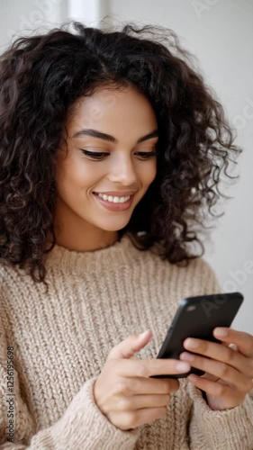 Woman Communicating Remotely via Smartphone
