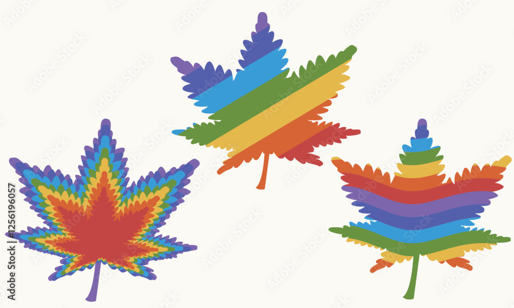 Obraz premium colorful marijuana leaves, cannabis, rainbow leaves, colorful cannabis