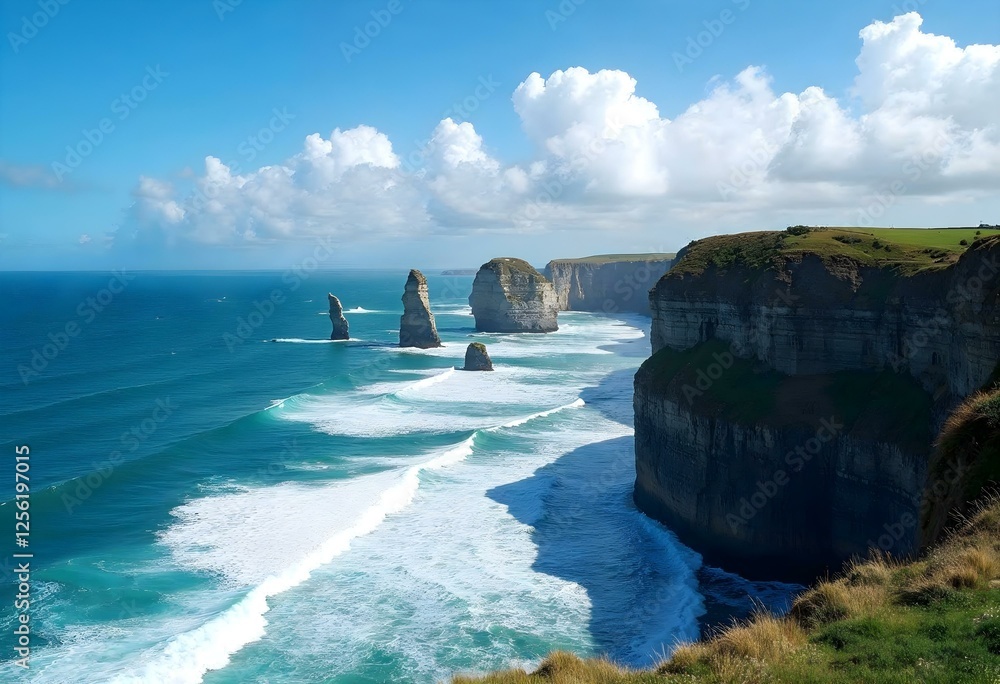 Fototapeta premium Coastline cliffs - Generative AI
