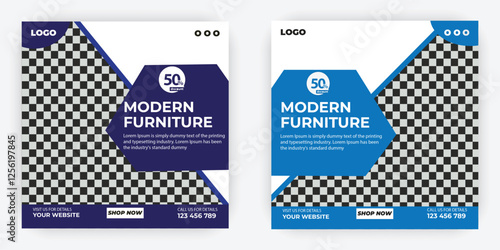Modern furniture square flyer design
