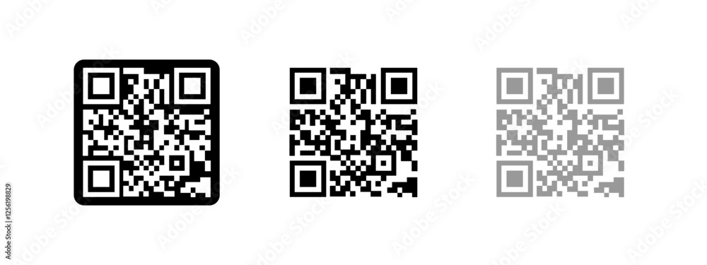 QR code set. Scan qr code icon. icon QR Code black outline for website design and mobile. Vector illustration on a white background QR code set. Scan qr code icon. icon QR Code black outline for website design and mobile. Vector illustration on a white background