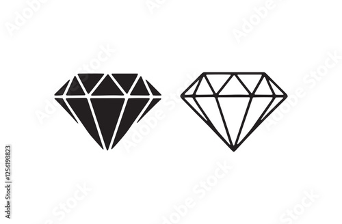 set of diamond icon collection vector design illustration isolated background. Diamond icon collection. Different diamond shapes. Dimond icon set in flat style. Gem icons. Gemstone icon set. 