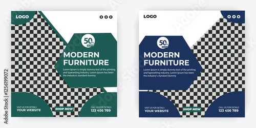 Modern furniture square flyer design

